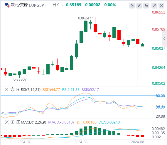 今日欧元/英镑货币走势图分析（2024年8月22日）