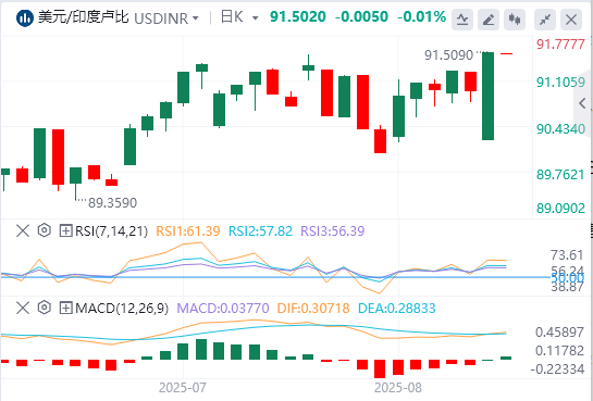 美元/印度卢比今日亚盘技术走势预测（2025年8月19日）