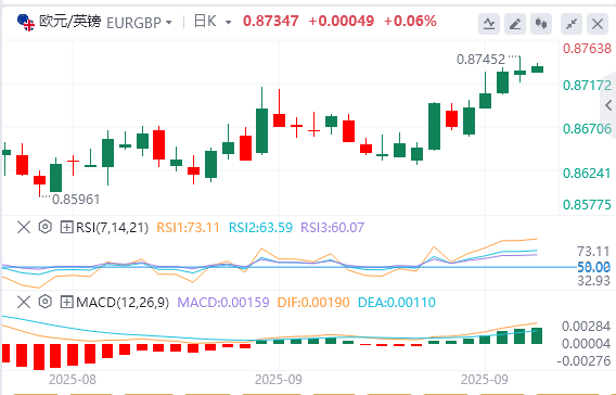 交叉货币汇率行情走势分析：准备迎接德国IFO调查的发布 欧元/英镑在0.8750下方持平