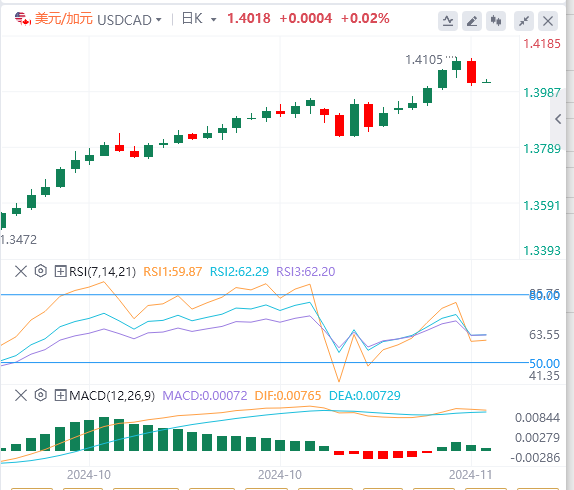 美元/加元实时行情走势分析（2024年11月19日）