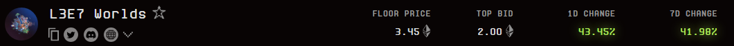 L3E7 Worlds 地板价 24 小时上涨 45%，二期 NFT L3E7 Guardians 即将开始铸造