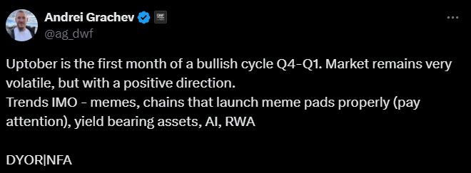 DWF Labs 联创：牛市周期已于 10 月开启，将聚焦 meme 等 5 种资产类别