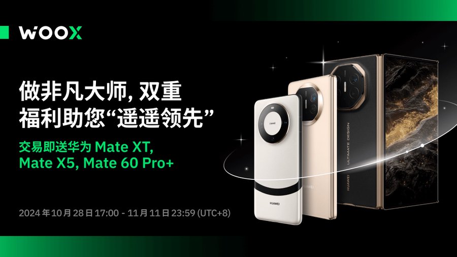 WOO X 面向华语用户推出交易激励活动,参与活动可赢华为手机等奖励