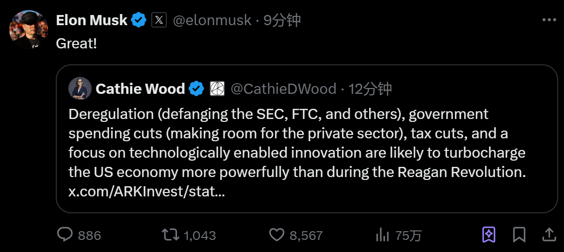 Cathie Wood:建议削弱 SEC、FTC 等监管机构权力,数字资产潜力值得关注