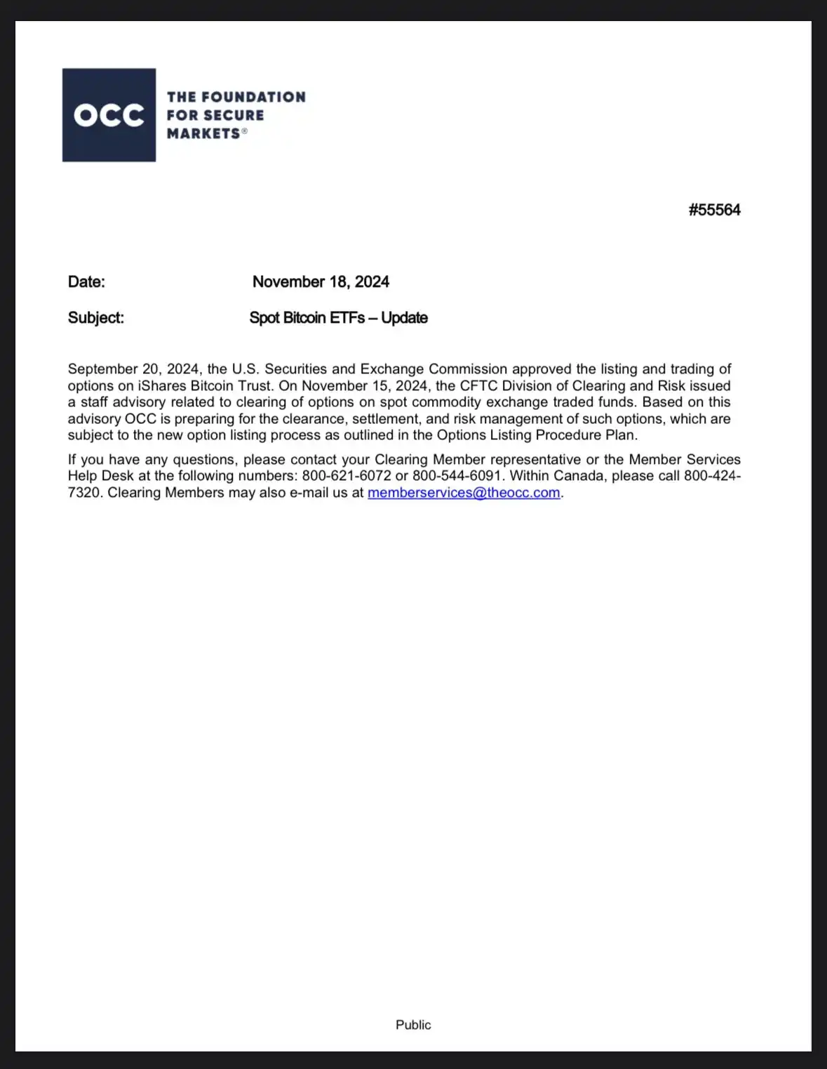 美国期权清算公司：现货比特币 ETF 期权准备上线