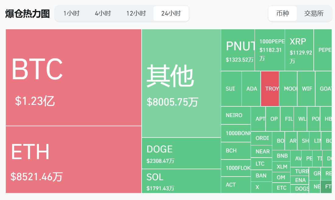 过去 24 小时全网爆仓 5 亿美元，多空双爆
