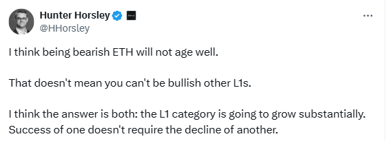 Bitwise CEO：看空 ETH 不会是个长远的选择，L1 类别将大幅增长