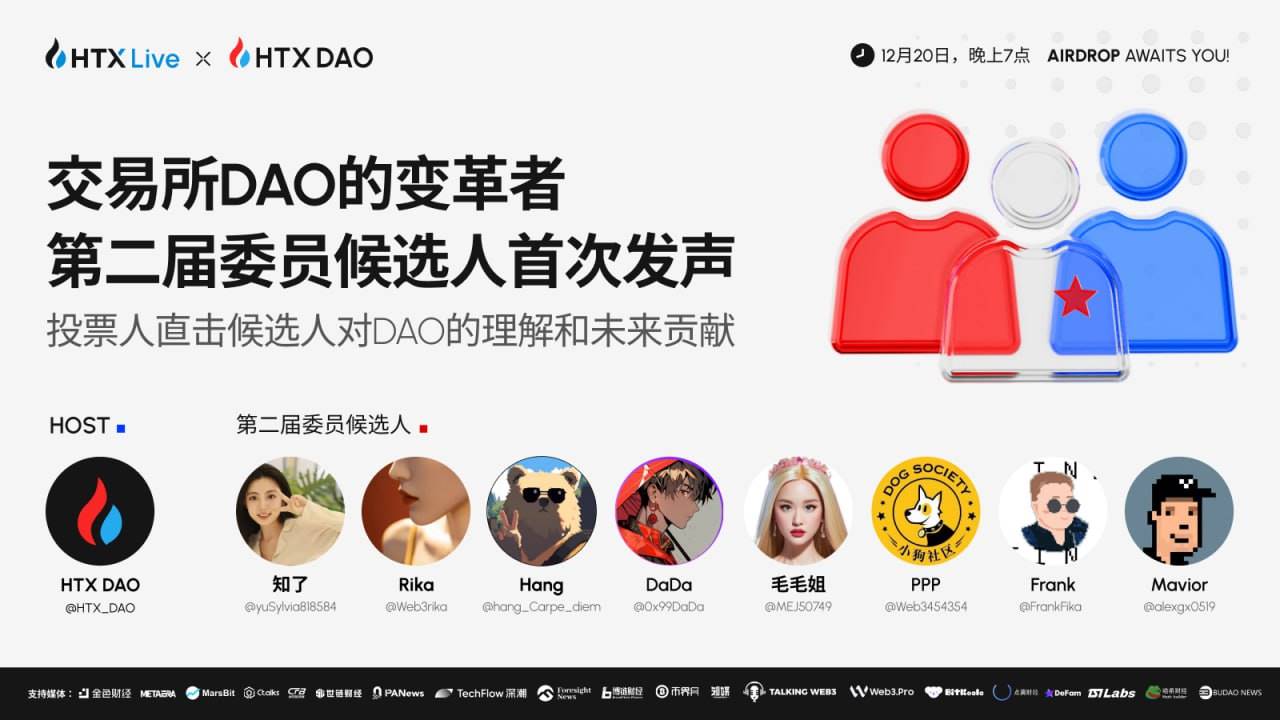 HTX DAO第二届治理委员候选人将于今日首次发声:分享对DAO的深刻理解及贡献