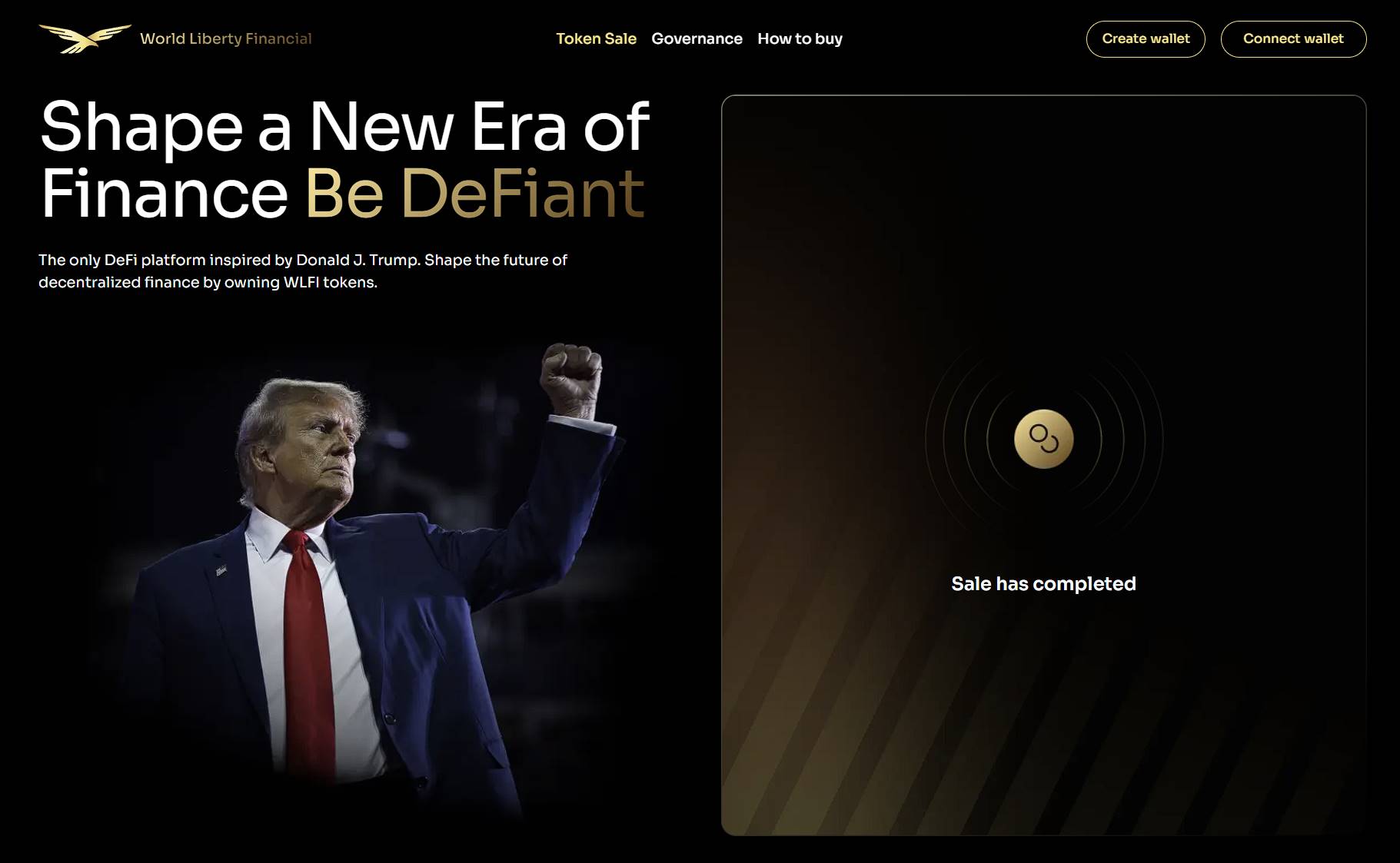 特朗普家族加密项目 WLFI 代币公售已完成