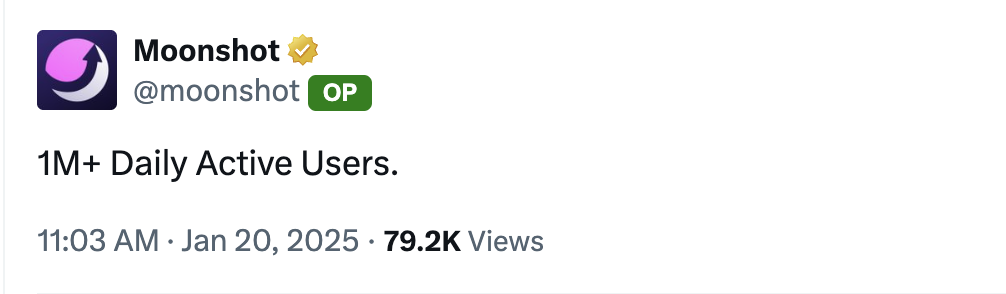 Moonshot：平台日活用户突破 100 万人次