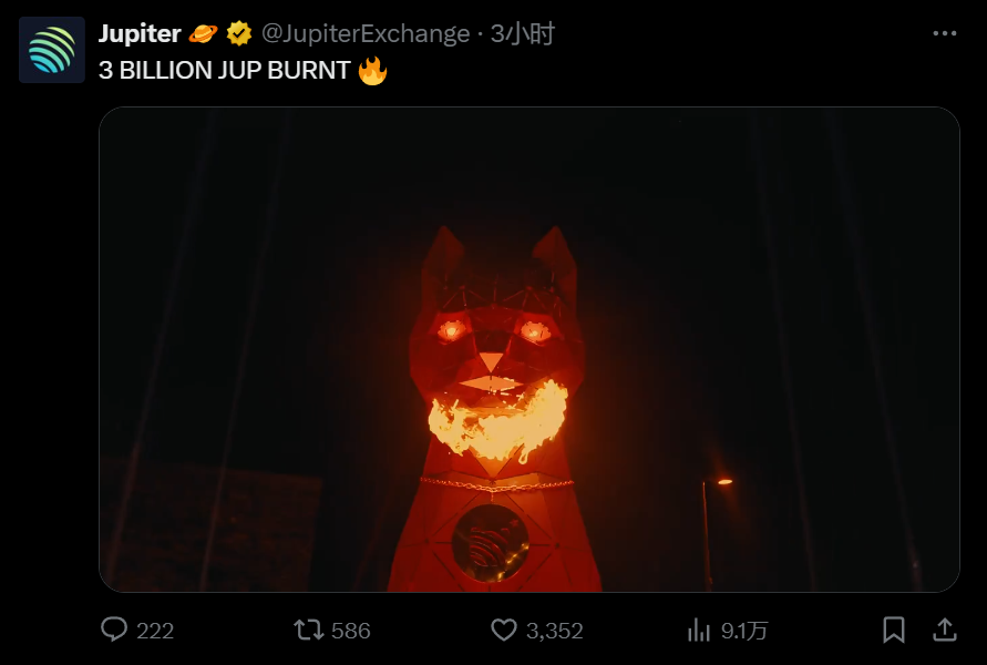 Jupiter 宣布完成 30 亿枚 JUP 销毁，价值约 32 亿美元