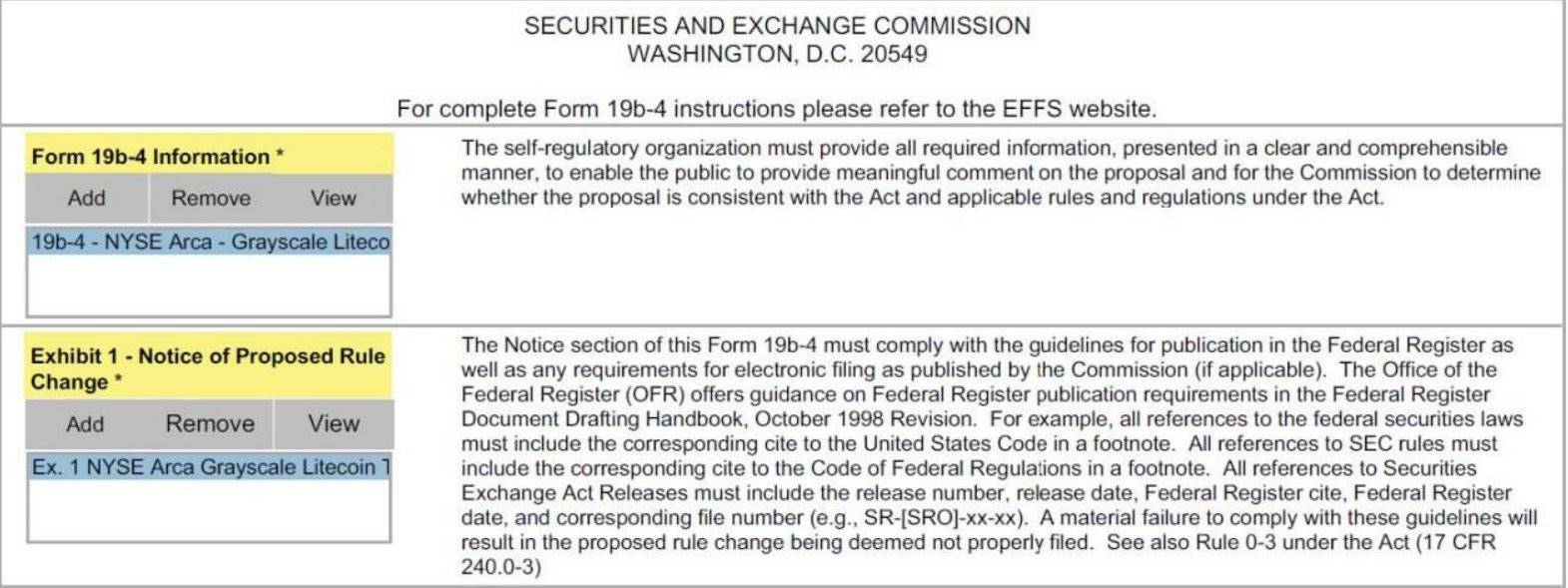 纽交所向 SEC 申请将 Grayscale 莱特币信托转为现货 ETF