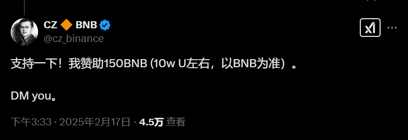 CZ 承诺为“阿根廷发币受害者援助计划”提供 150 枚 BNB 支持