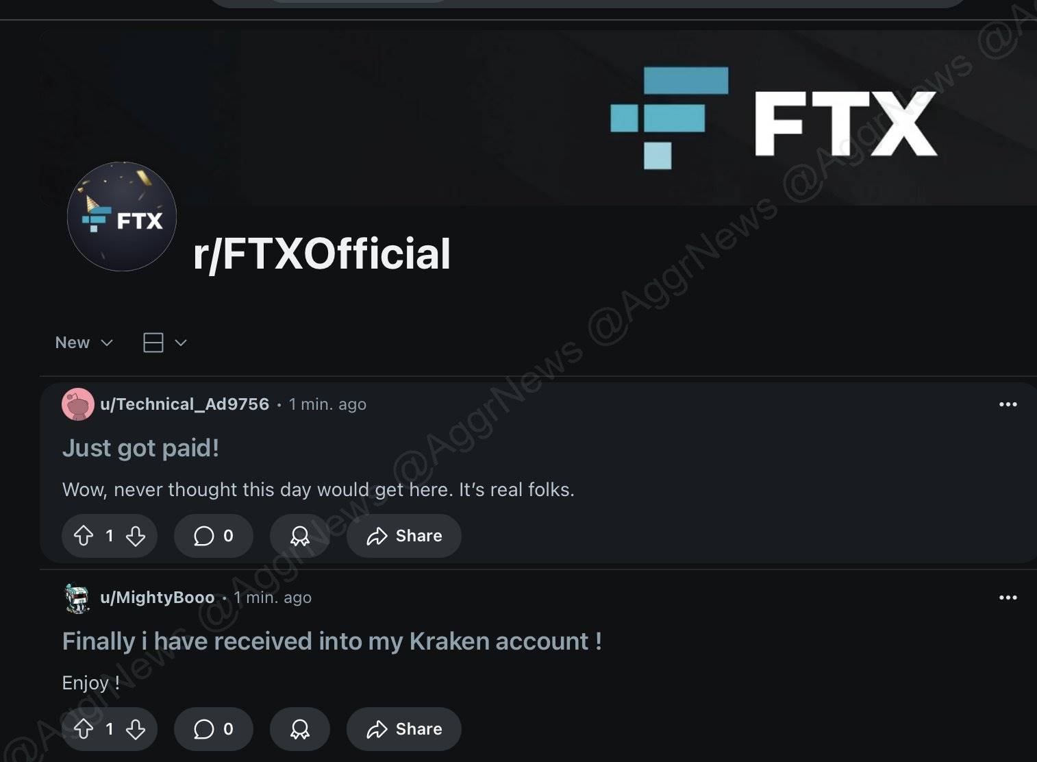 市场消息：部分用户报告称已在 Kraken 平台收到 FTX 赔付