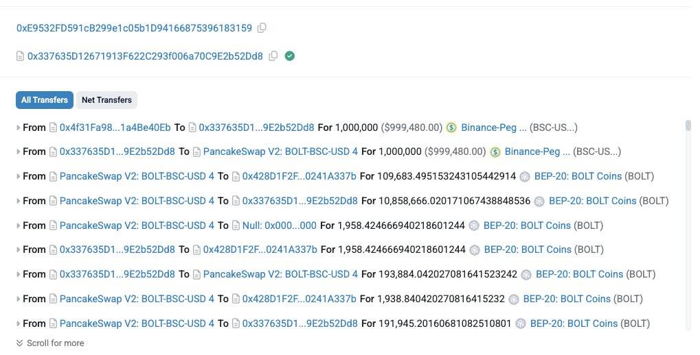 慢雾：检测到与 BOLT 代币相关的潜在可疑活动