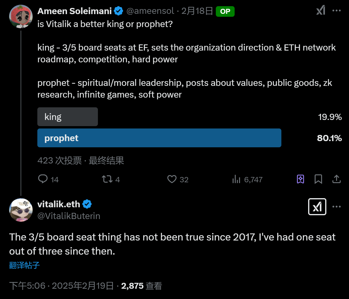 Vitalik:自 2017 年以来仅占以太坊基金会董事会 3 个席位中的 1 个