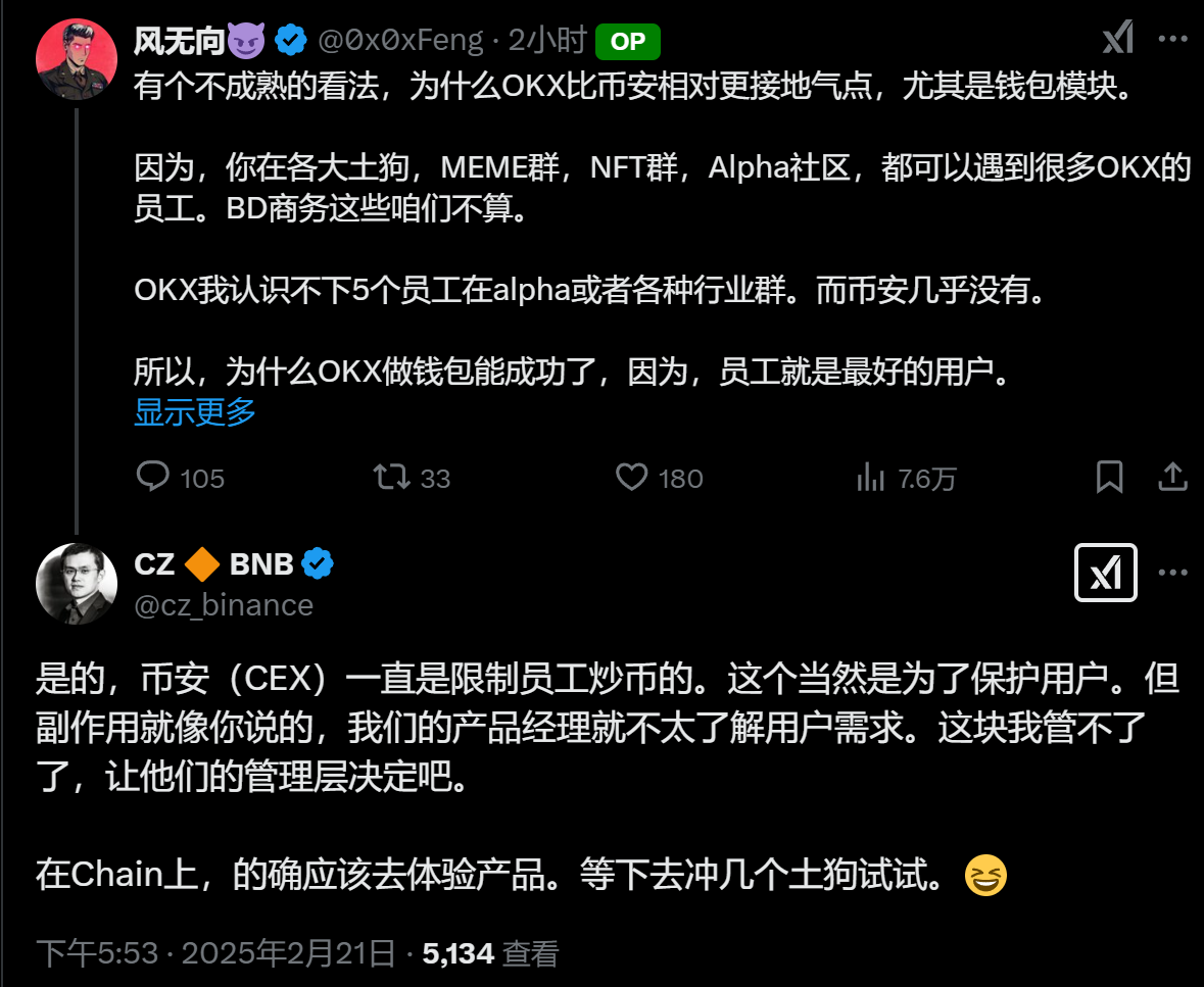 CZ:币安一直限制员工炒币以保护用户利益,将亲自体验链上产品
