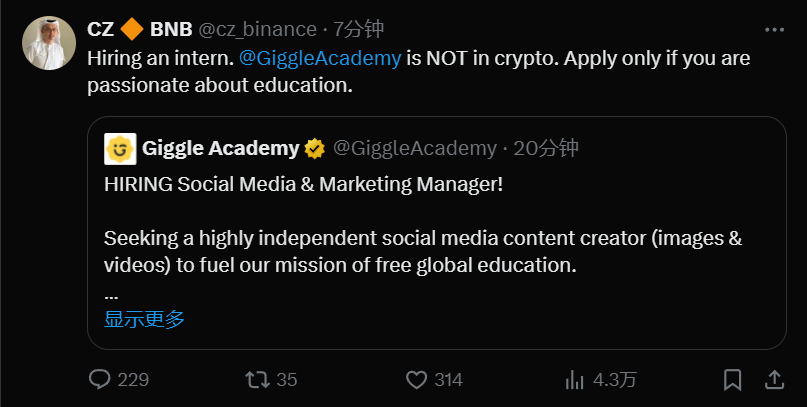 CZ：Giggle Academy 招聘实习生，仅面向对教育领域有热情的申请者