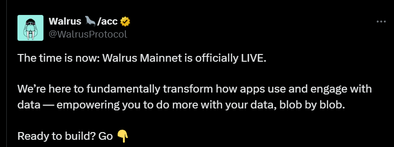 Walrus 宣布主网正式上线