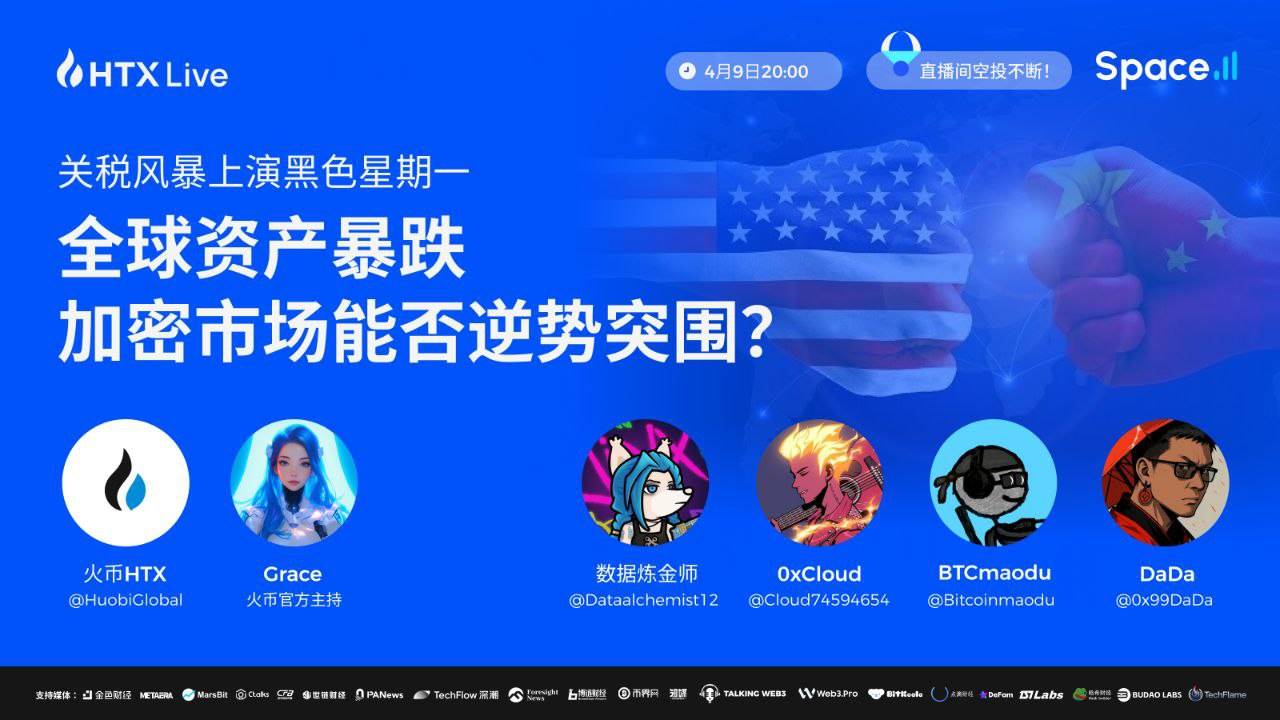 火币HTX将于今日20时举办主题直播：探讨关税风暴对加密行情影响和最佳投资机会