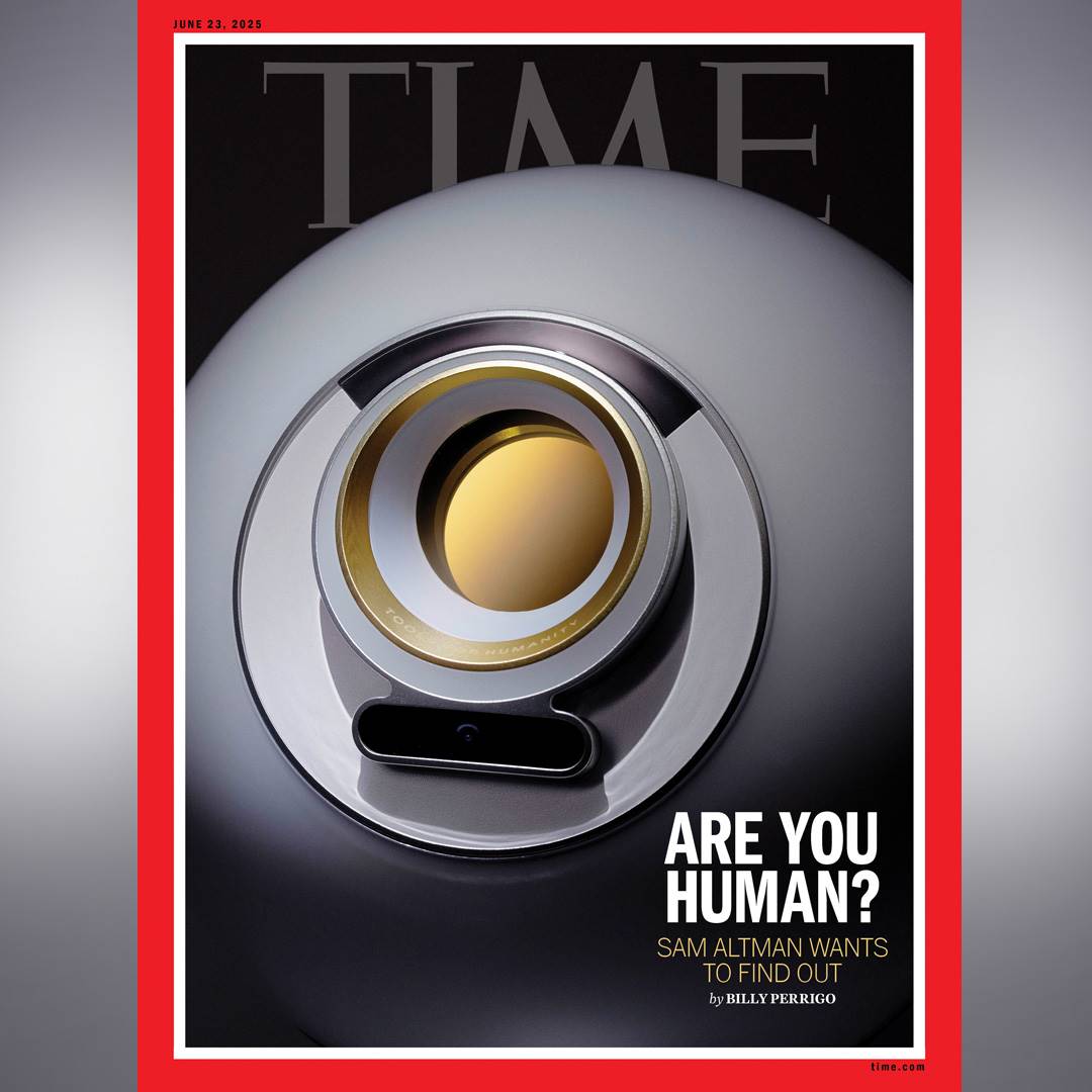 Worldcoin 虹膜设备图片登上《时代》杂志封面