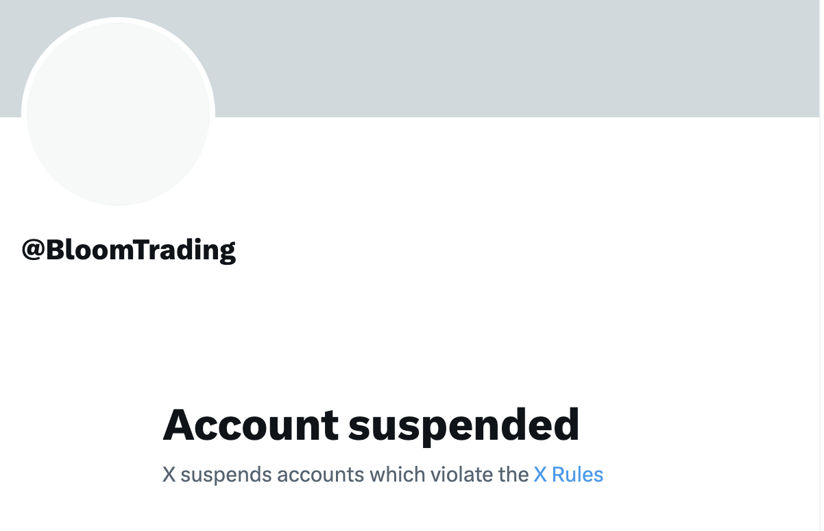 多个TG BOT交易平台X账号被封禁，包括BullX、Bloom等