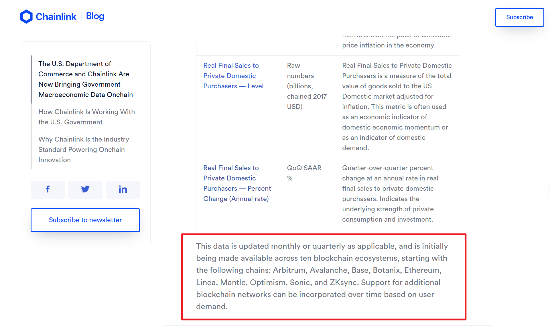 美国 GDP 上链细节披露：基于 Chainlink，首批支持 Arbitrum、Avalanche、Base 等公链