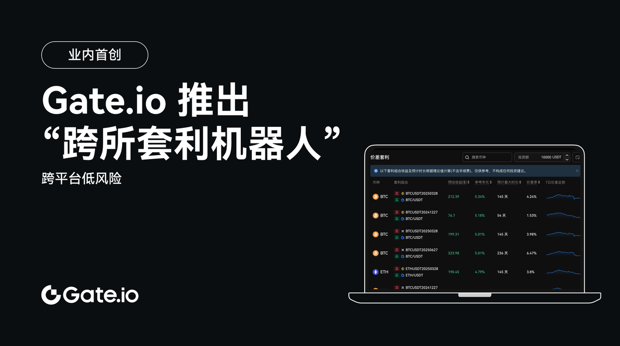 Gate.io首发上线跨所套利机器人,率先支持多平台套利新模式