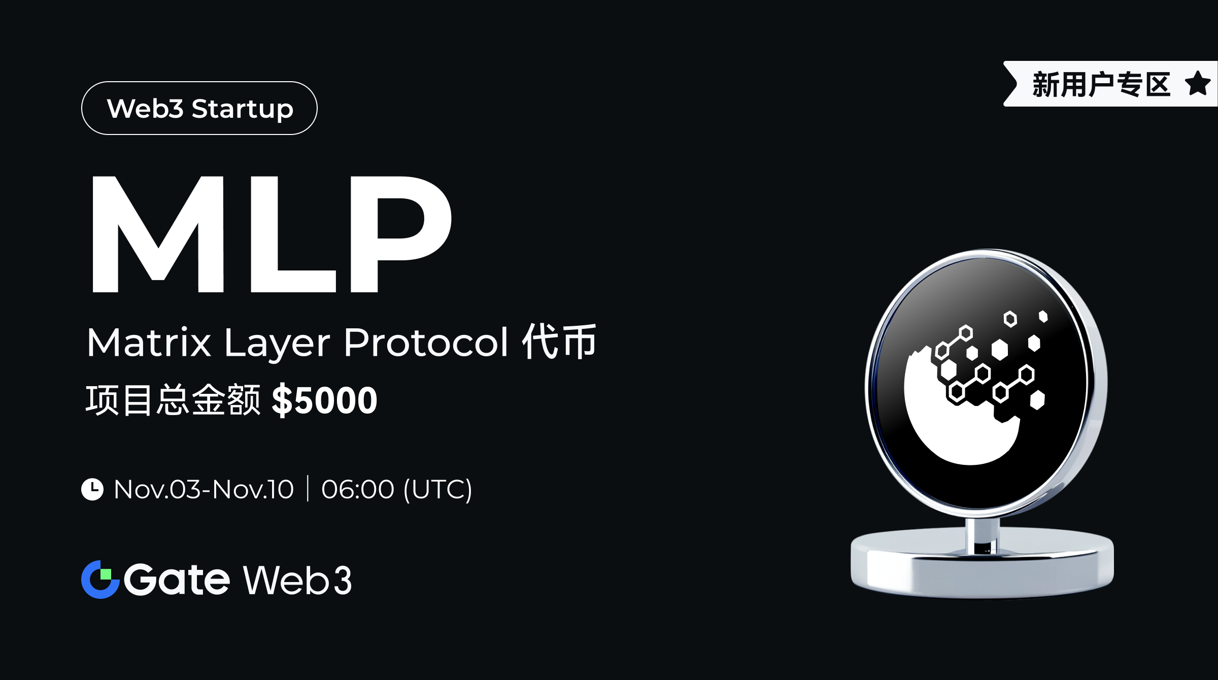 Gate Web3 Startup开启Matrix Layer Protocol(MLP)免费空投认购,总额度 500,000 枚