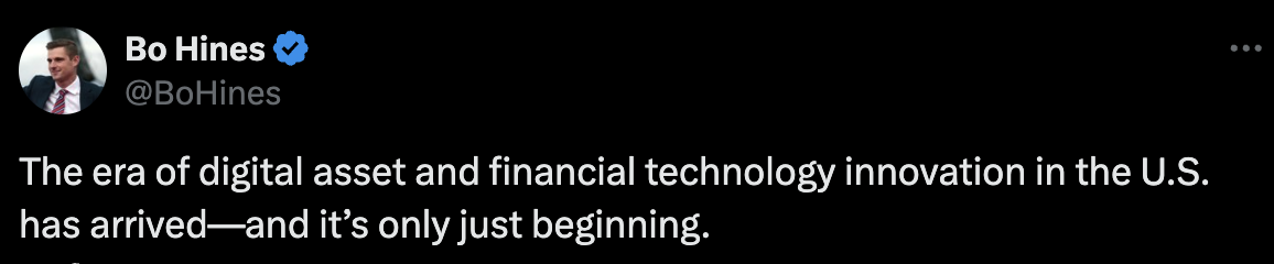 Bo Hines：美国数字资产和金融科技创新时代才刚刚开启