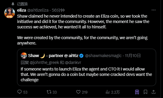 ELiza“大小写之争”:社区 VS 阴谋集团,Memecoin控制权究竟归谁?