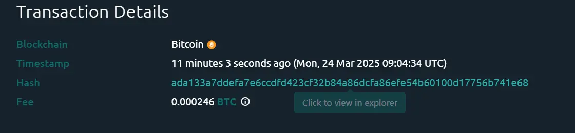 数据：1220 枚 BTC 从币安转出至未知钱包