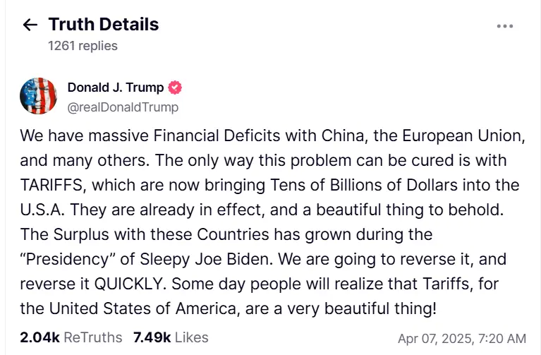 特朗普重申对中欧等国征收关税立场