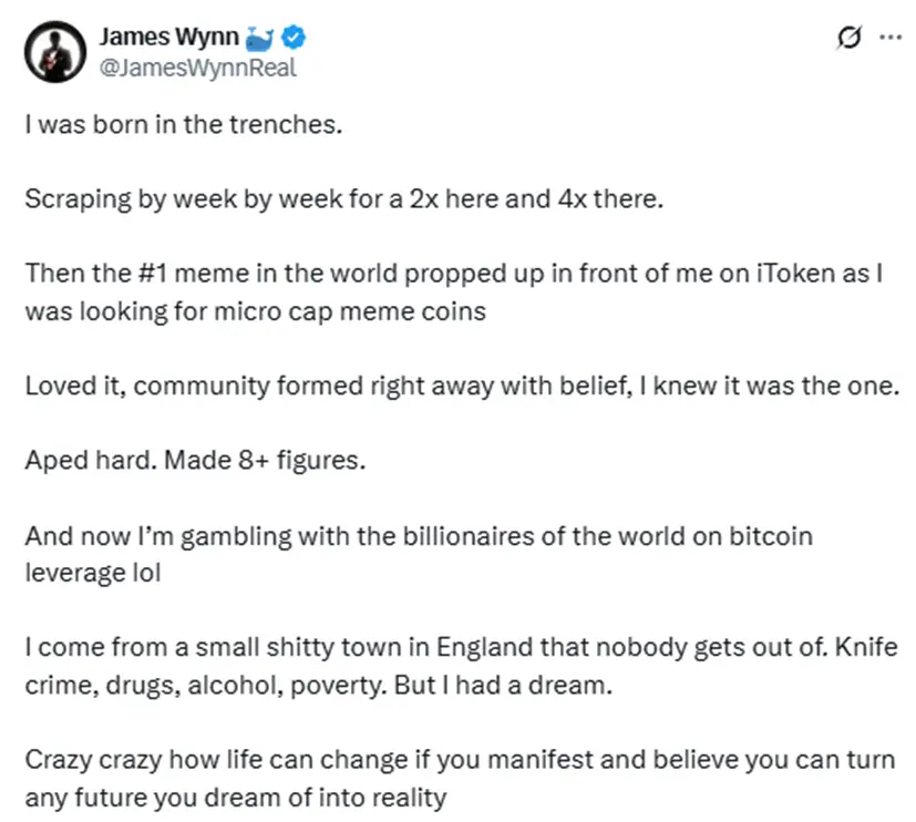 合约巨鲸 James Wynn：从贫民窟到加密大玩家，12 亿美元的疯狂赌局